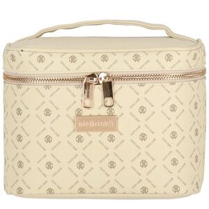 NEW Roberto Cavalli Monogram Cream Cosmetic Toiletry Bag Train Case
